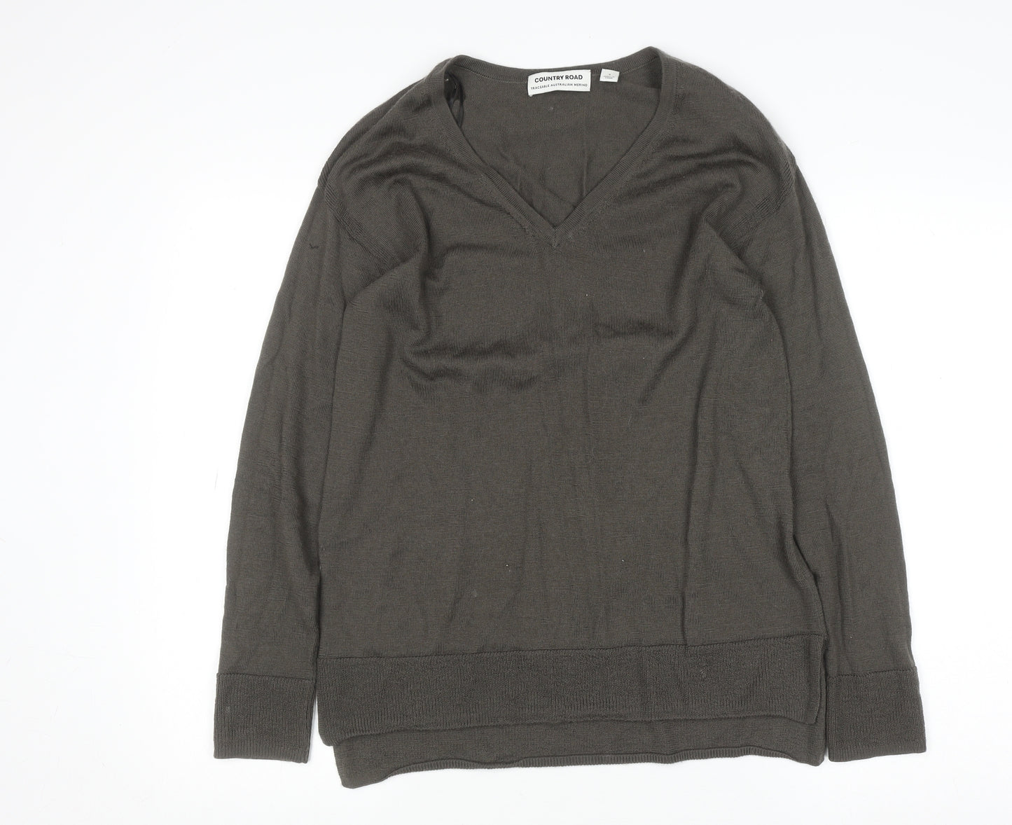 Country Road Womens Brown Wool V-Neck Pullover Jumper S