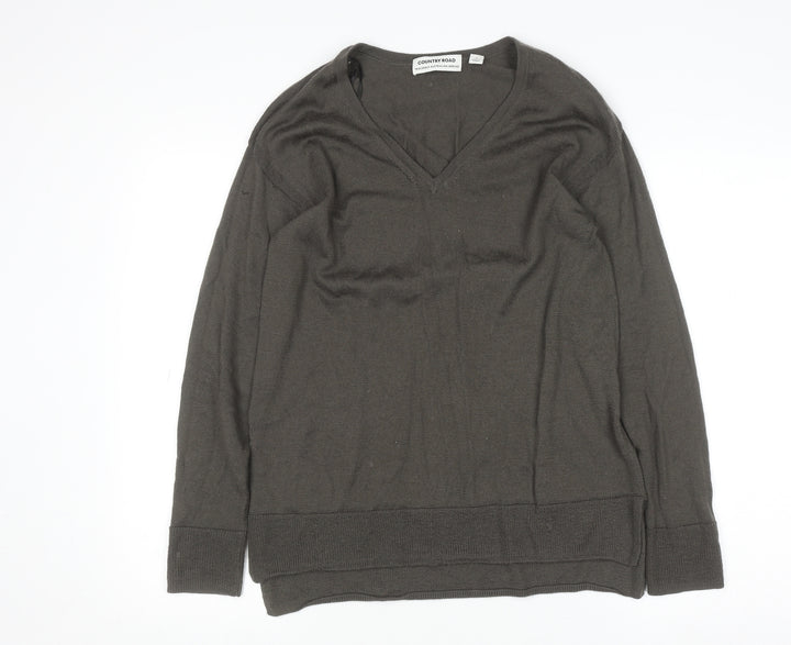 Country Road Womens Brown Wool V-Neck Pullover Jumper S