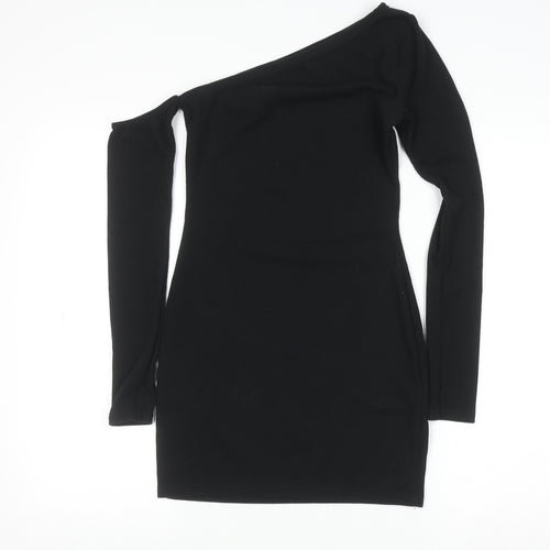 PrettyLittleThing Women Black Size 10 One Shoulder Bodycon Mini Dress