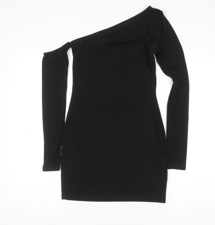 PrettyLittleThing Women Black Size 10 One Shoulder Bodycon Mini Dress