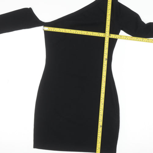 PrettyLittleThing Women Black Size 10 One Shoulder Bodycon Mini Dress