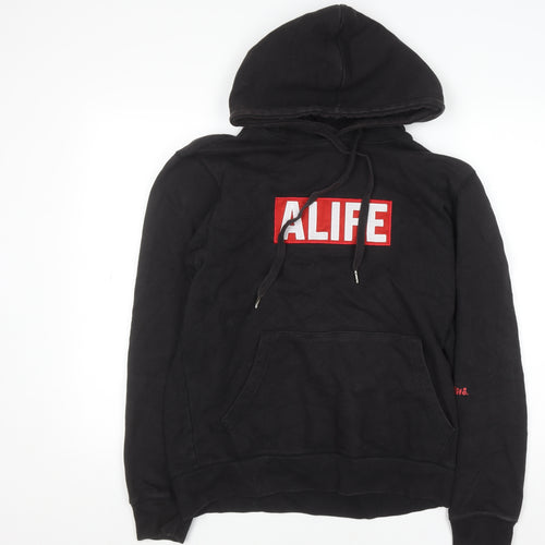 Alife Men’s Black Pullover Hoodie Medium Embroidered Logo Streetwear
