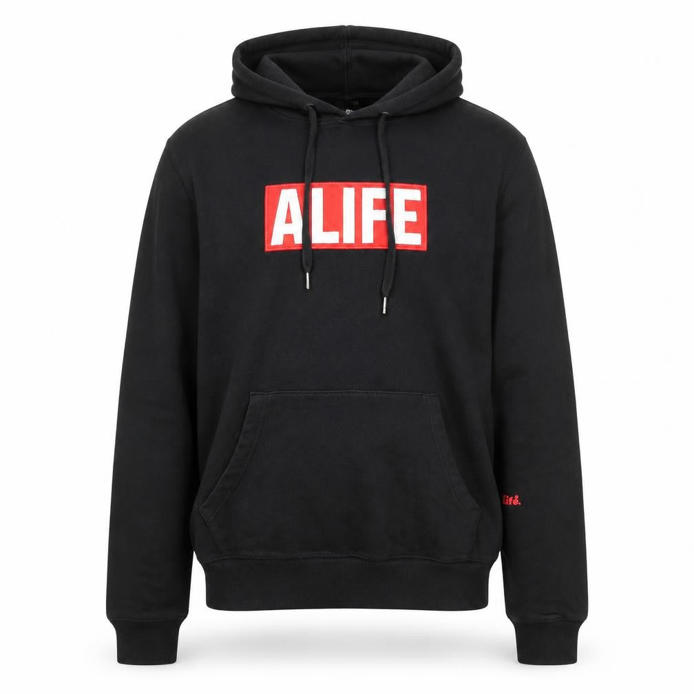 Alife Men’s Black Pullover Hoodie Medium Embroidered Logo Streetwear