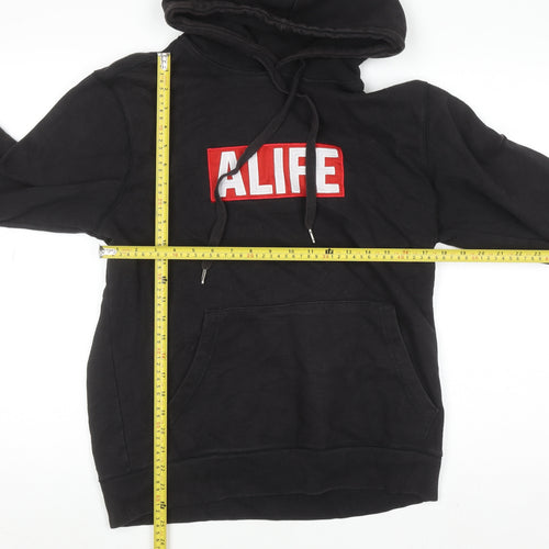 Alife Men’s Black Pullover Hoodie Medium Embroidered Logo Streetwear
