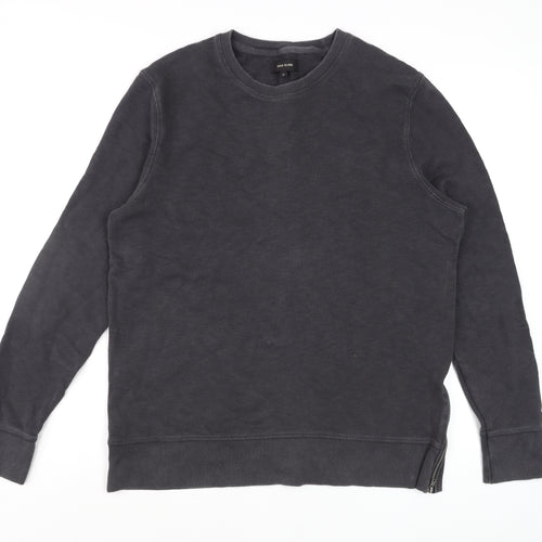 River Island Men's Black Cotton Pullover Sweatshirt M Regular Fit