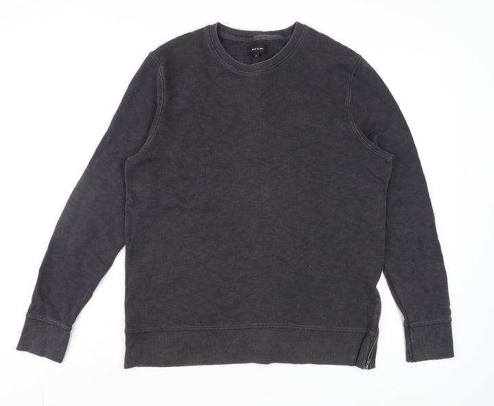 River Island Men's Black Cotton Pullover Sweatshirt M Regular Fit
