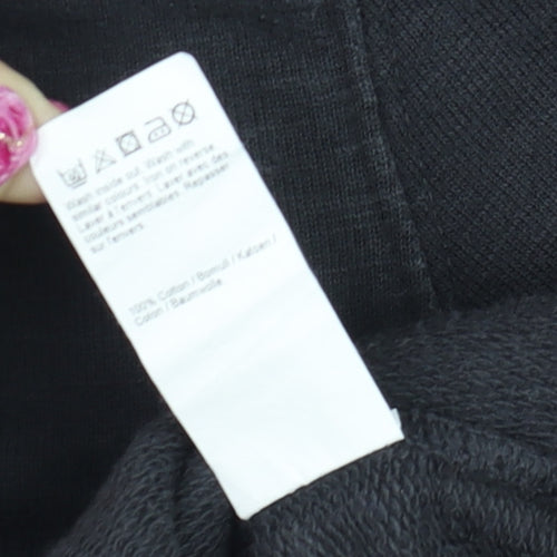 River Island Men's Black Cotton Pullover Sweatshirt M Regular Fit