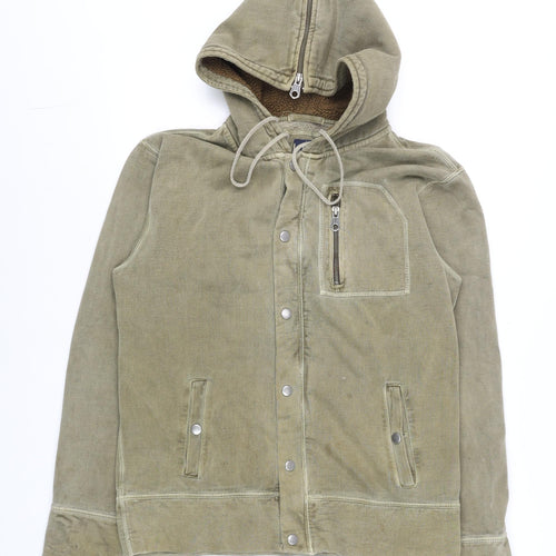 GAP Mens Green Hooded Canvas Jacket Size S Regular Cotton Blend