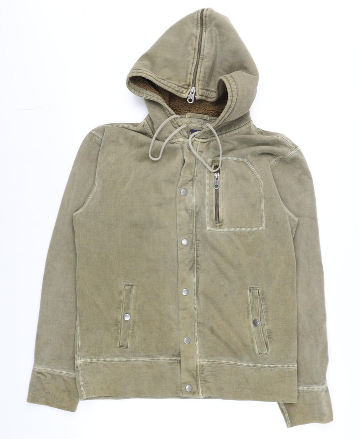 GAP Mens Green Hooded Canvas Jacket Size S Regular Cotton Blend