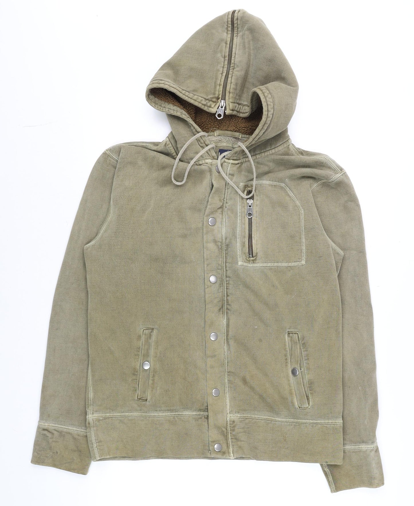 GAP Mens Green Hooded Canvas Jacket Size S Regular Cotton Blend