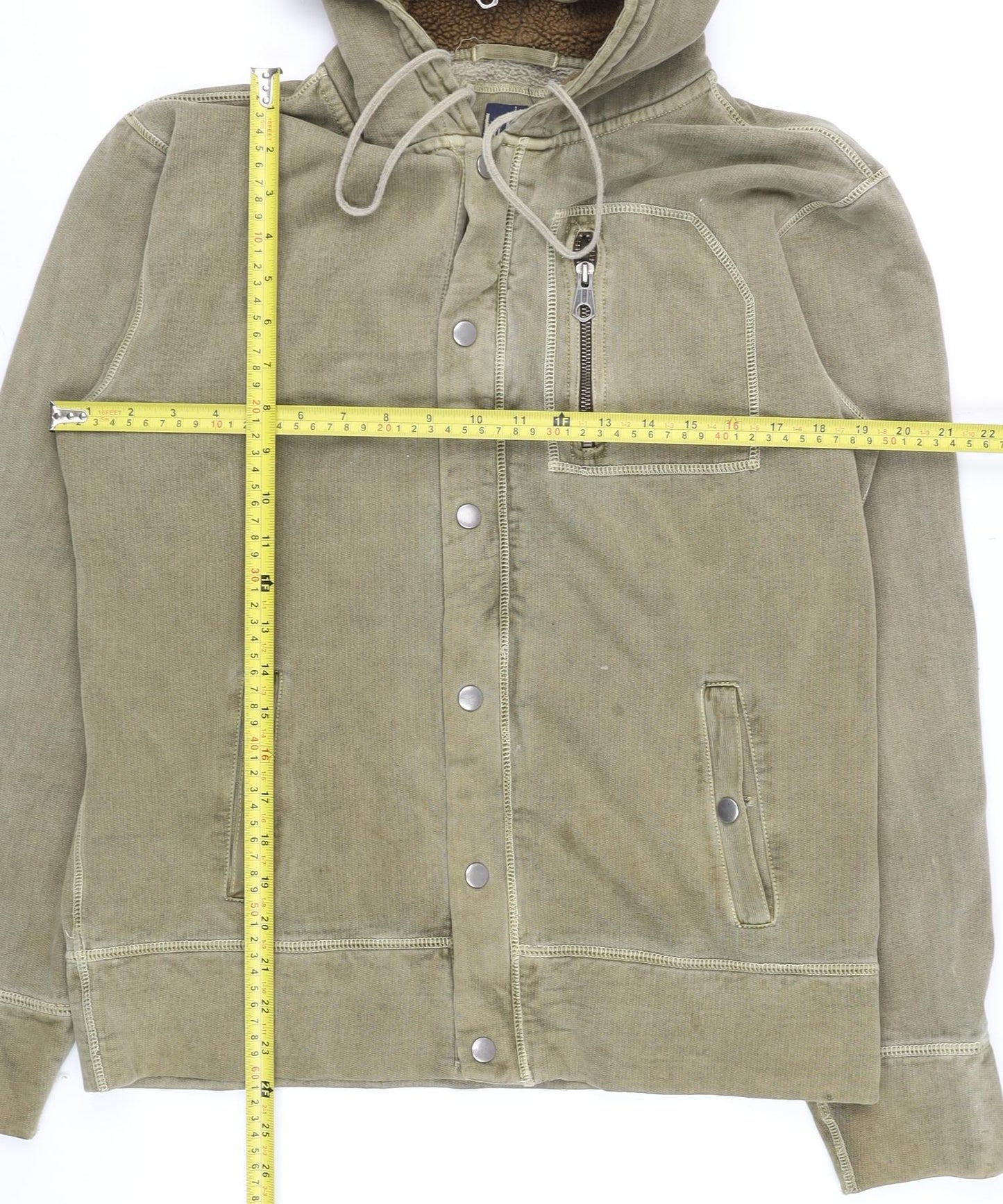 GAP Mens Green Hooded Canvas Jacket Size S Regular Cotton Blend