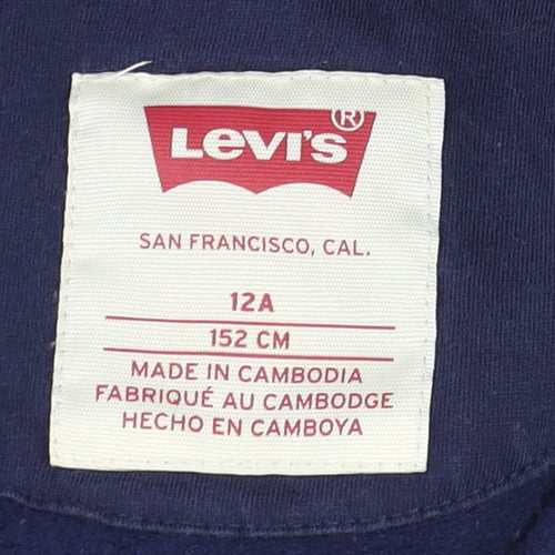 Levi's Boys Blue Full Zip Hoodie Size 12 Years Cotton Blend Casual