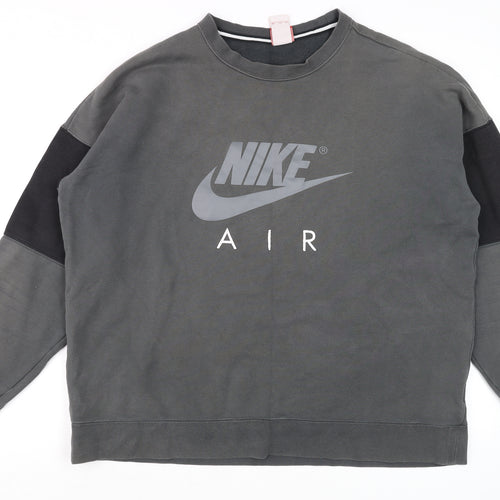 Nike Men's Grey 2XL Pullover Crew Neck Logo Sweatshirt