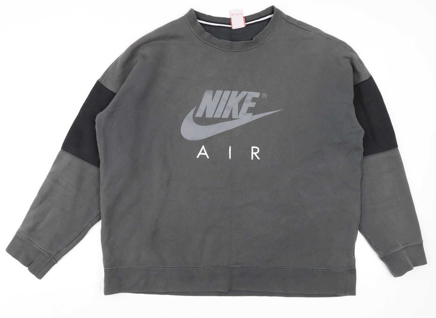 Nike Men's Grey 2XL Pullover Crew Neck Logo Sweatshirt