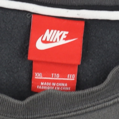 Nike Men's Grey 2XL Pullover Crew Neck Logo Sweatshirt