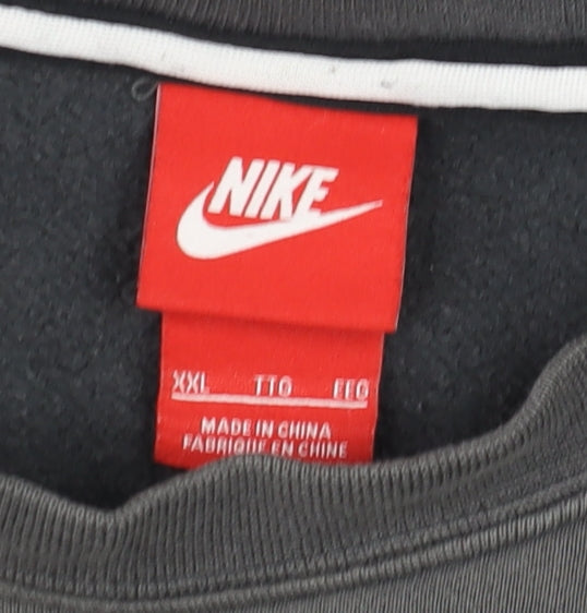 Nike Men's Grey 2XL Pullover Crew Neck Logo Sweatshirt