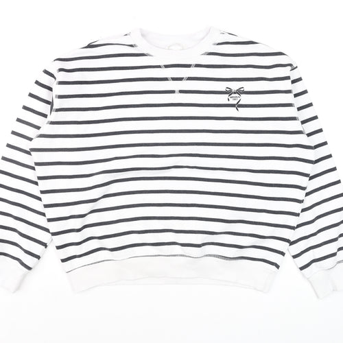 H&M Women's White Black Striped Pullover Sweatshirt Size S