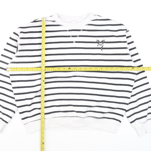 H&M Women's White Black Striped Pullover Sweatshirt Size S