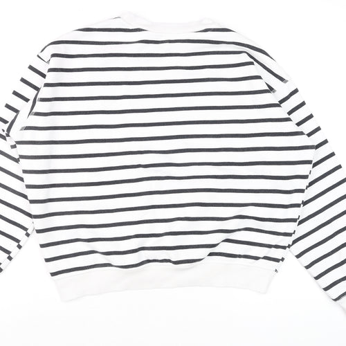 H&M Women's White Black Striped Pullover Sweatshirt Size S