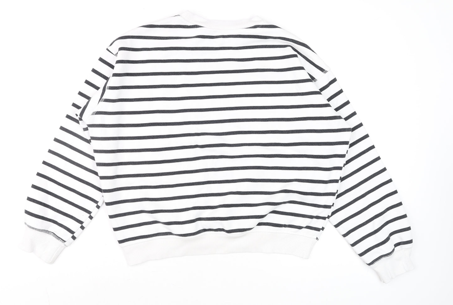 H&M Women's White Black Striped Pullover Sweatshirt Size S
