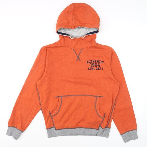 Next Boys Orange Pullover Hoodie 14 Years Cotton Blend Authentic Print
