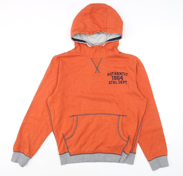 Next Boys Orange Pullover Hoodie 14 Years Cotton Blend Authentic Print