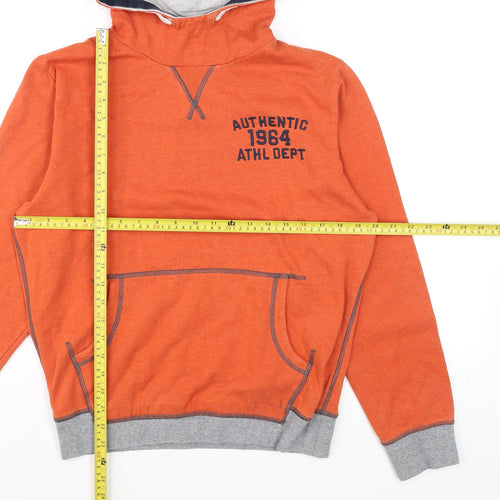 Next Boys Orange Pullover Hoodie 14 Years Cotton Blend Authentic Print