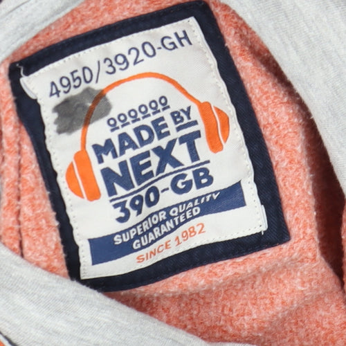 Next Boys Orange Pullover Hoodie 14 Years Cotton Blend Authentic Print