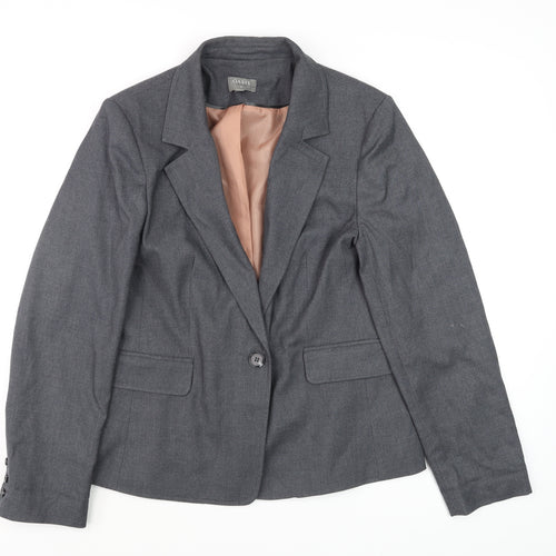 Oasis Women Grey Size 14 Classic Single Breasted Blazer