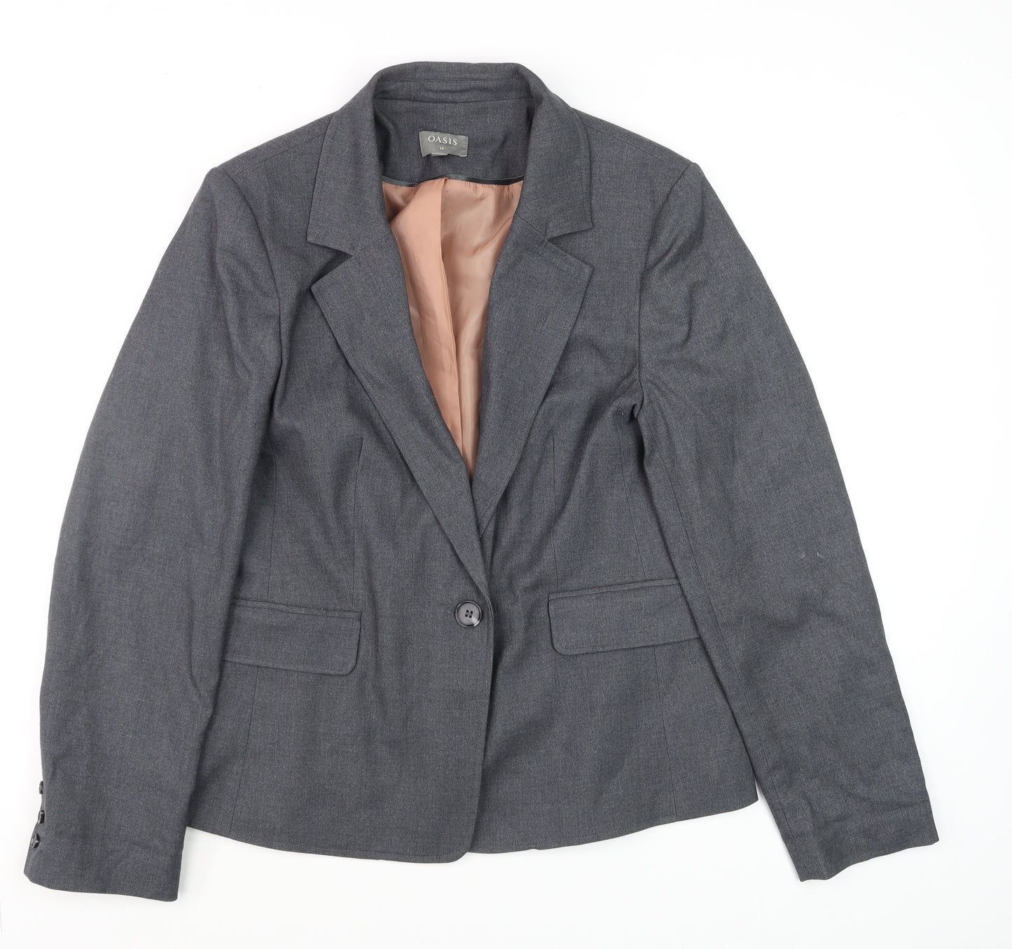 Oasis Women Grey Size 14 Classic Single Breasted Blazer