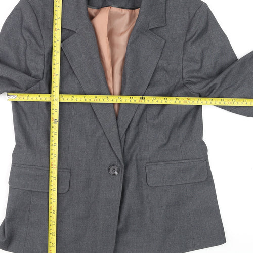 Oasis Women Grey Size 14 Classic Single Breasted Blazer