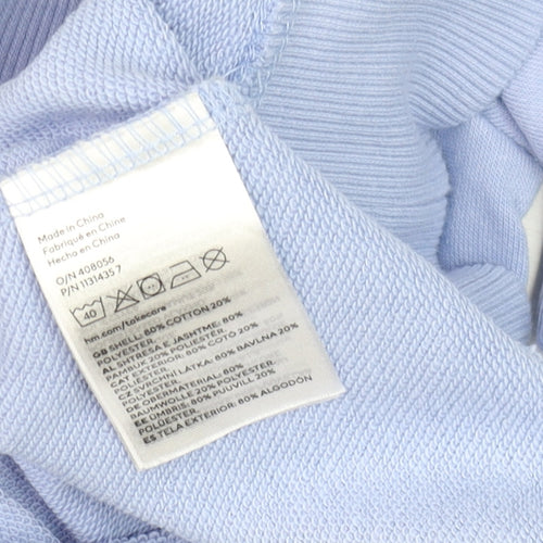 H&M Women's Blue Cropped Long Sleeve Eyelet Jumper Size 12