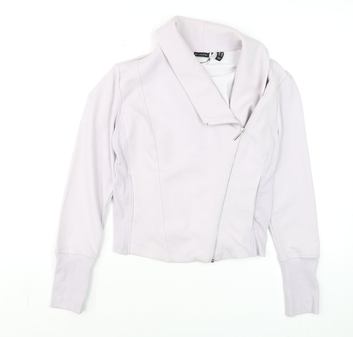 H by Halston Women Ivory Biker Jacket Size 14 Collared Zip Front