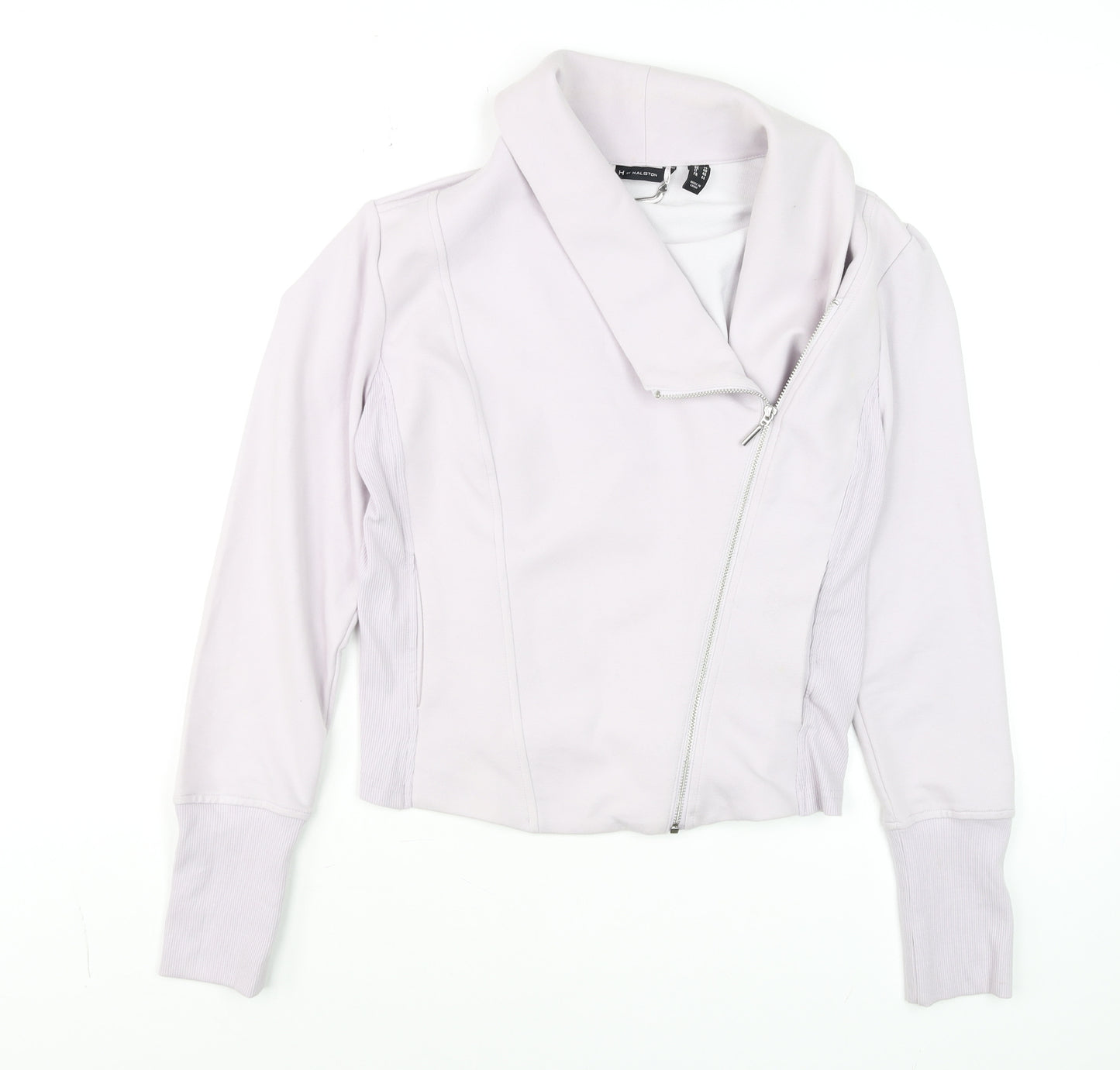 H by Halston Women Ivory Biker Jacket Size 14 Collared Zip Front