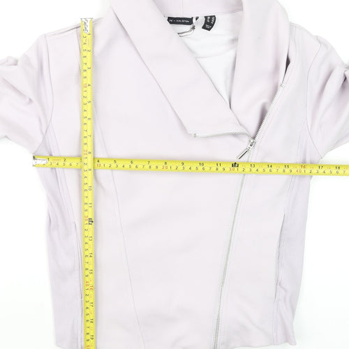 H by Halston Women Ivory Biker Jacket Size 14 Collared Zip Front