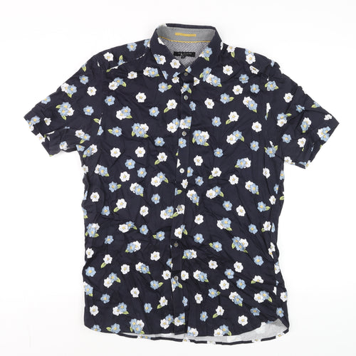 Ted Baker Women's Blue Floral Cotton Button-Up Shirt Size 14