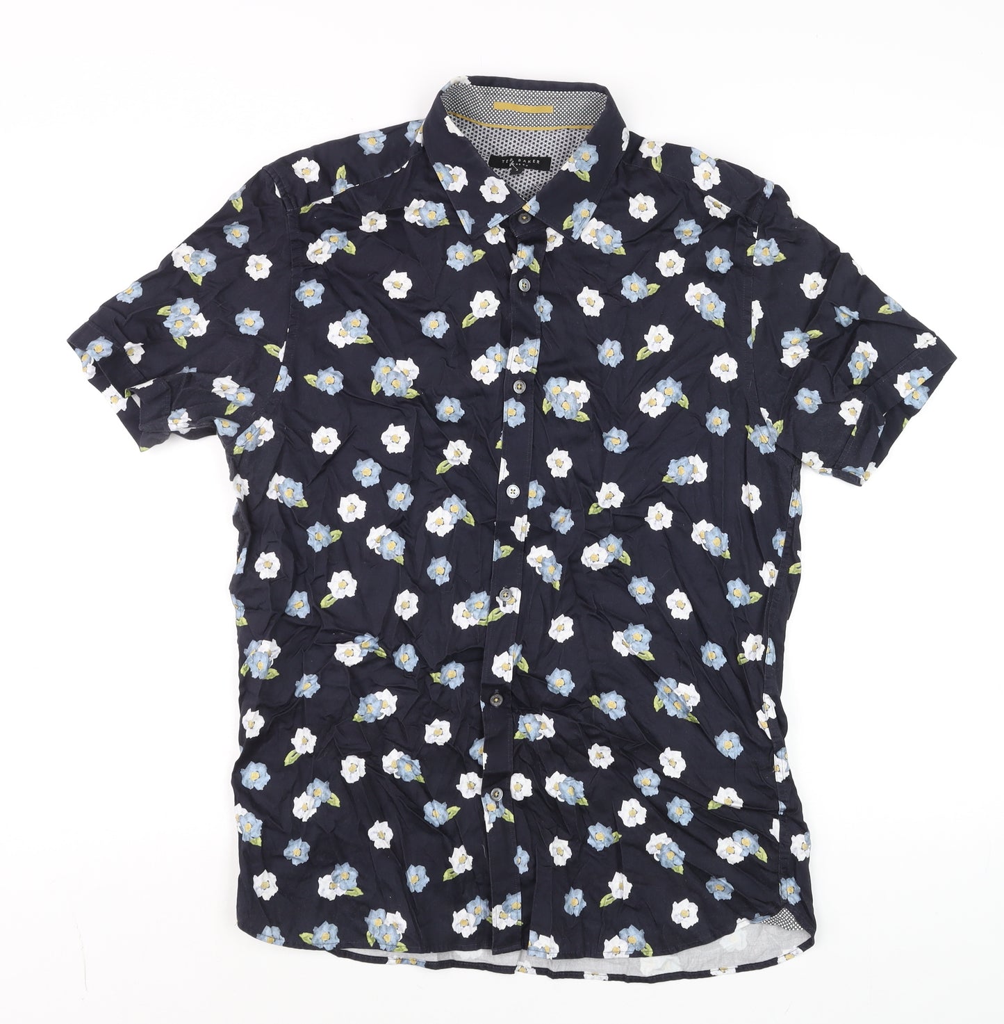 Ted Baker Women's Blue Floral Cotton Button-Up Shirt Size 14