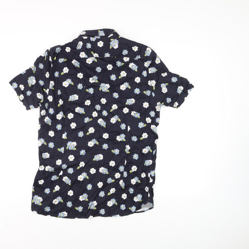 Ted Baker Women's Blue Floral Cotton Button-Up Shirt Size 14