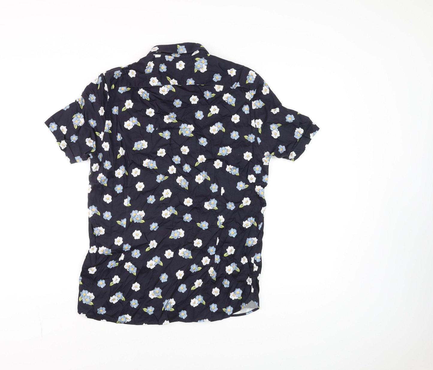 Ted Baker Women's Blue Floral Cotton Button-Up Shirt Size 14