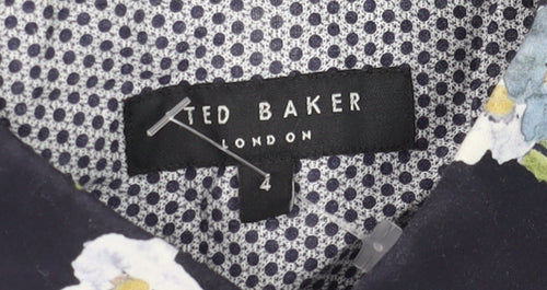 Ted Baker Women's Blue Floral Cotton Button-Up Shirt Size 14