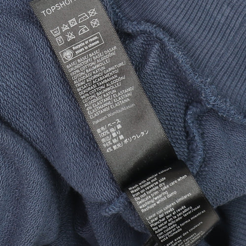 Topshop Women Navy Embellished Eastern Illinois Cotton Sweatshirt UK 10