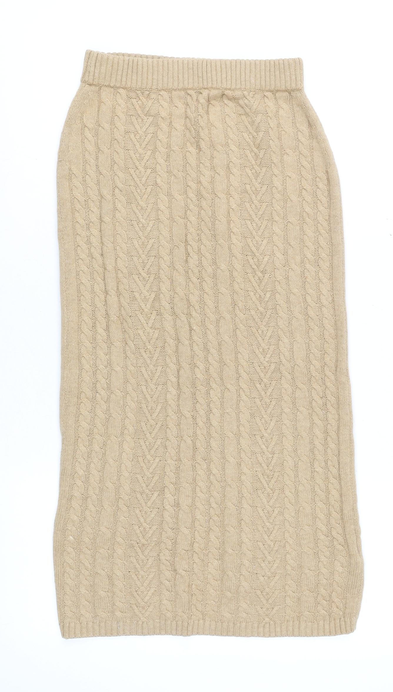 Marks and Spencer Womens Beige Knit Midi Pencil Skirt Size S