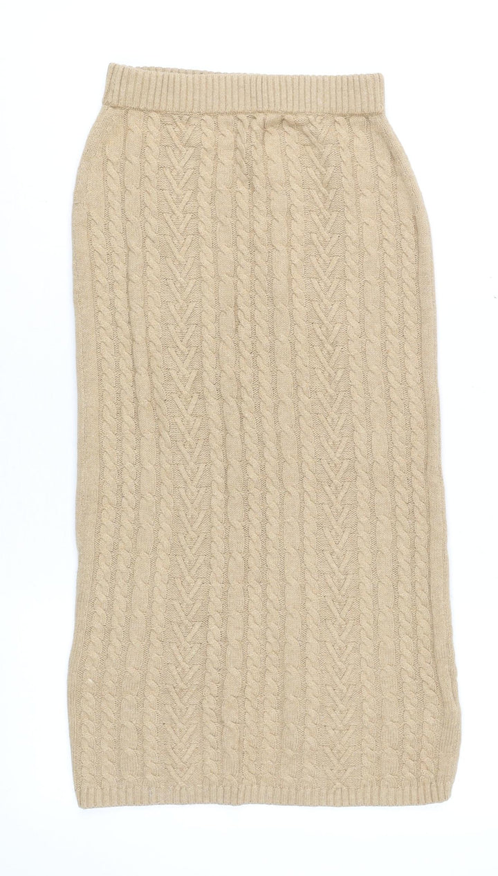 Marks and Spencer Womens Beige Knit Midi Pencil Skirt Size S