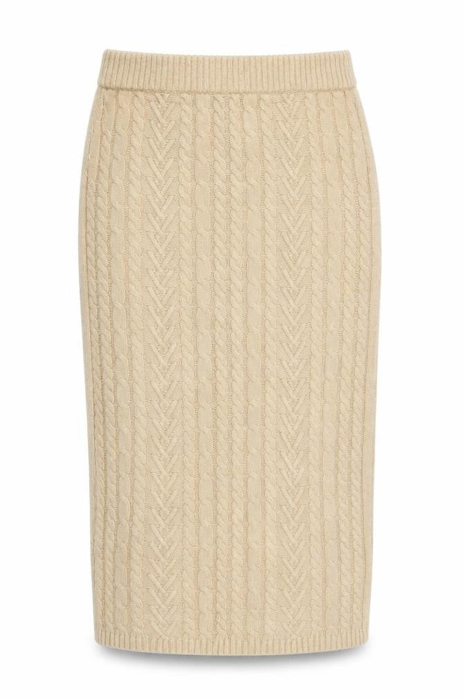 Marks and Spencer Womens Beige Knit Midi Pencil Skirt Size S