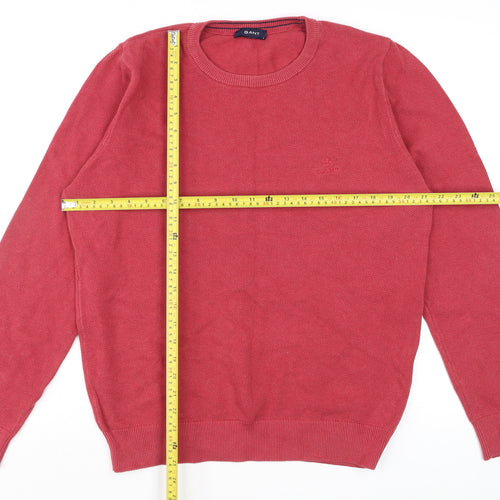GANT Men's Red Cotton Crew Neck Pullover Jumper Size L