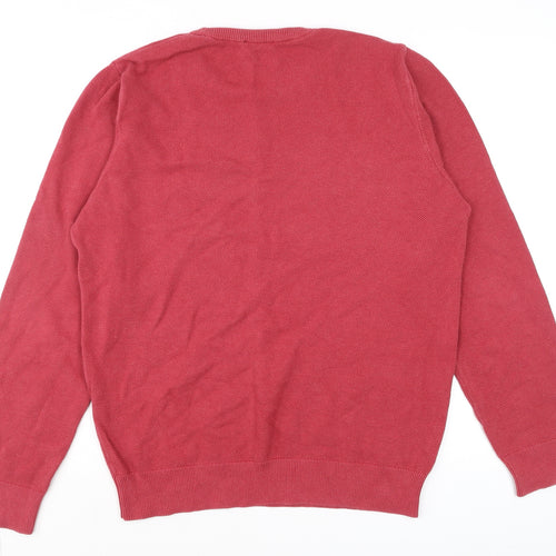 GANT Men's Red Cotton Crew Neck Pullover Jumper Size L