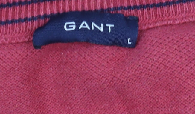 GANT Men's Red Cotton Crew Neck Pullover Jumper Size L