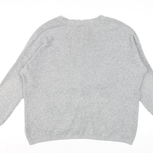 Hollister Men's Grey Chunky-Knit Cardigan M Long Sleeve Cotton Blend