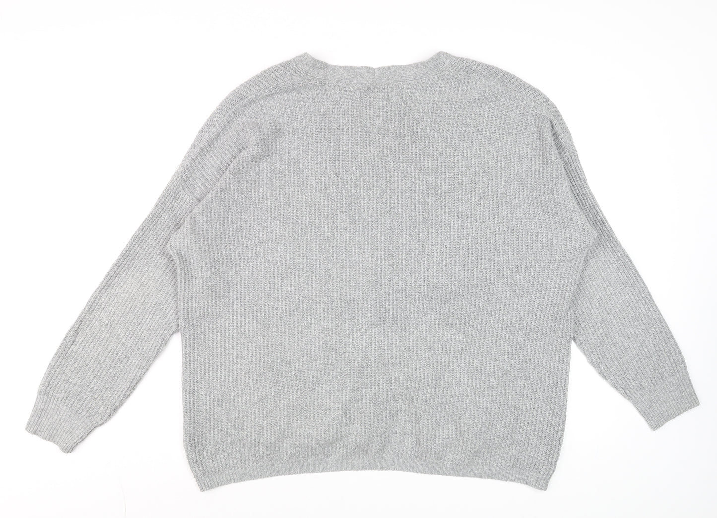 Hollister Men's Grey Chunky-Knit Cardigan M Long Sleeve Cotton Blend
