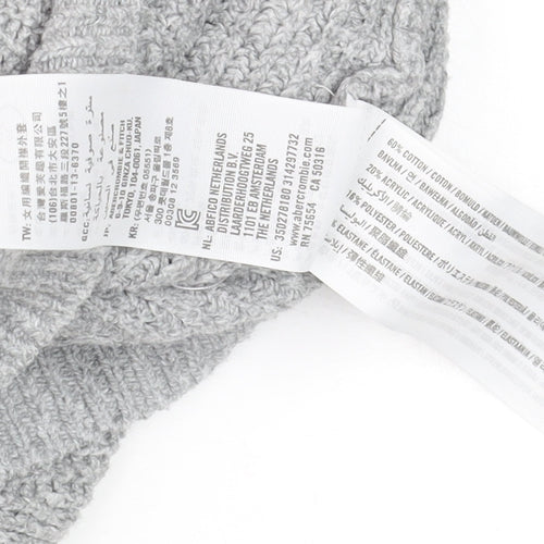 Hollister Men's Grey Chunky-Knit Cardigan M Long Sleeve Cotton Blend
